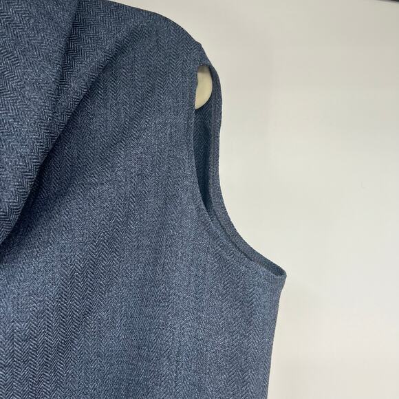 Meem Label Lincoln Asymmetric Wrap Top Women's Size S Blue Herringbone Draped - Picture 6 of 10